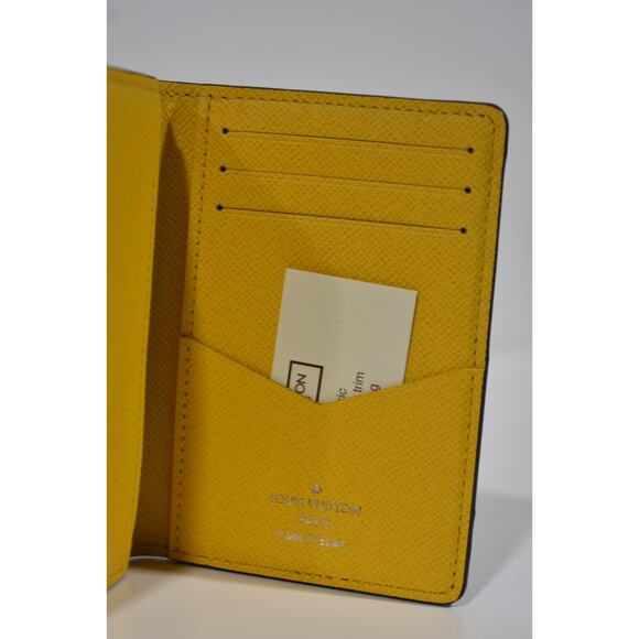 Louis Vuitton Monogram Eclipse Gaston Label Savan Yellow Pocket Organizer Wallet - Picture 7 of 9